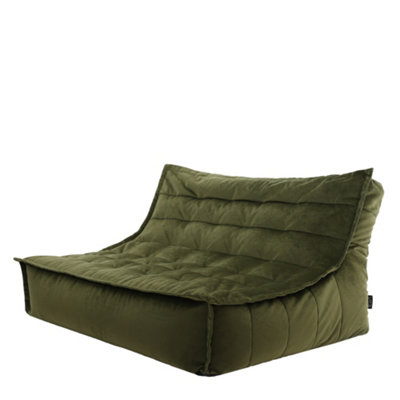 icon Kota Velvet XL Bean Bag Sofa Olive Green Bean Bag Chair