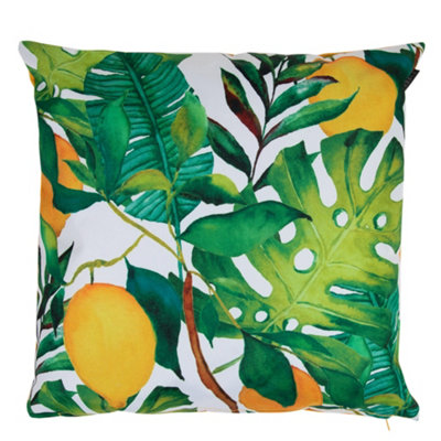 icon Lemon Leaf Print Scatter Cushion Yellow 43x43cm
