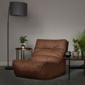 icon Lorenzo Faux Leather Bean Bag Lounger Brown Giant Bean Bags