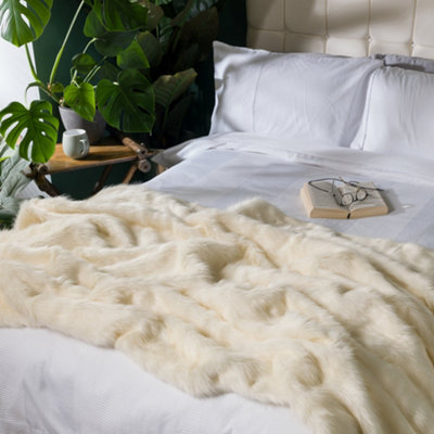 Faux fur throw natural sale