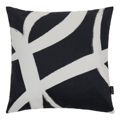 icon Monochrome Squiggle Print Velvet Cushion