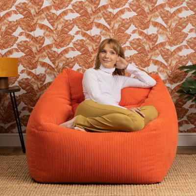 Large orange shop bean bag