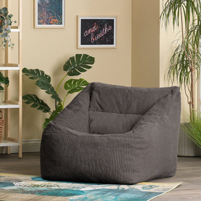 icon Corduroy Armchair Bean Bag Charcoal Grey Giant Bean Bag