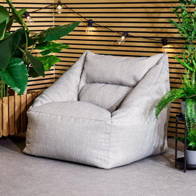 icon Natalia Outdoor Woven Adults Bean Bag Armchair, Ready Filled Large Beanbag Grey