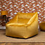 icon Natalia Velvet Armchair Bean Bag and Footstool Set Ochre Yellow Giant Bean Bag Chair