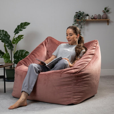 icon Natalia Velvet Armchair Bean Bag and Pouffe Set Dusk Pink