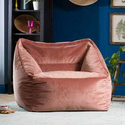 icon Natalia Velvet Armchair Bean Bag and Pouffe Set Dusk Pink Giant Bean Bag Chair