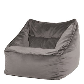 icon Natalia Velvet Armchair Bean Bag Charcoal Grey Giant Bean Bag Chair