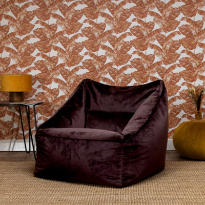 icon Natalia Velvet Armchair Bean Bag Chocolate Giant Bean Bag Chair