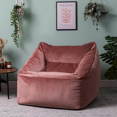 icon Natalia Velvet Armchair Bean Bag Dusk Pink Giant Bean Bag Chair