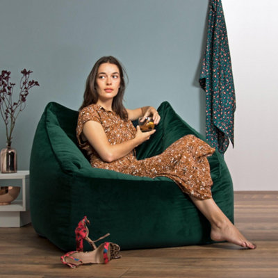 icon Natalia Velvet Armchair Bean Bag Forest Green Giant Bean Bag Chair
