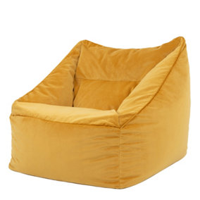 icon Natalia Velvet Armchair Bean Bag Ochre Yellow Giant Bean Bag Chair