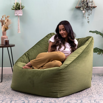 Green velvet online beanbag