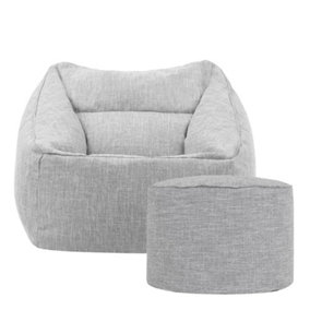 icon Oslo Woven Bean Bag Chair & Pouffe Grey Armchair Bean Bags