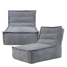 icon Otto Charcoal Grey Corduroy Lounger Set of 2 Bean Bag Chair