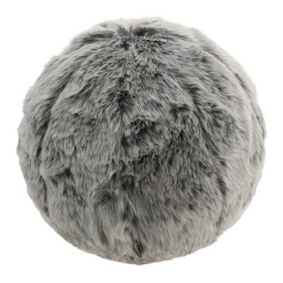 icon Round Faux Fur Ball Cushions Arctic Wolf Grey Set of 2 DIY