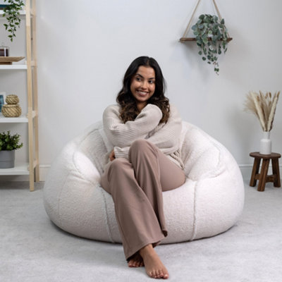 icon Sherpa Riviera Bean Bag Chair Natural Berber Boucle Bean Bags