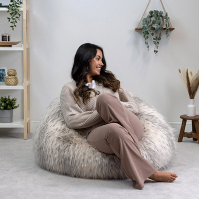 Grey faux best sale fur bean bag