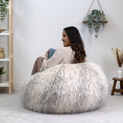 Ivory polar bear faux online fur bean bag chair