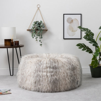 icon Siberia Classic Faux Fur Bean Bag Chair Snow Leopard DIY at B Q