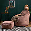 icon Sirena Scallop Chair Bean Bag and Footstool Pink Velvet Bean Bags