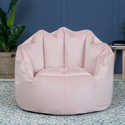 icon Sirena Scallop Chair Bean Bag Light Pink Velvet Bean Bags DIY at B&Q