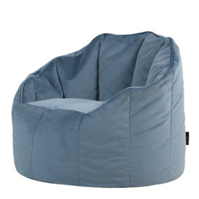 icon Sirena Scallop Chair Bean Bag Mineral Blue Velvet Bean Bags