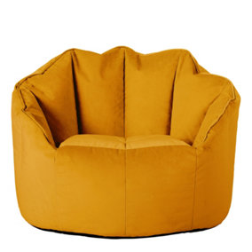icon Sirena Scallop Chair Bean Bag Ochre Yellow Velvet Bean Bags