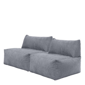 icon Tetra Fine Cord Charcoal Grey Recliner Section for Floor Sofa (Set of 2)