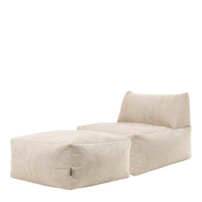 icon Tetra Fine Cord Natural Recliner and Slab Footstool