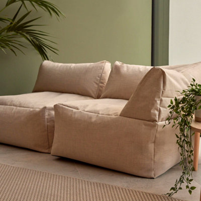 icon Tetra Indoor Outdoor Modular Bean Bag Beige Floor Corner Sofa - Combination 2, 2pc