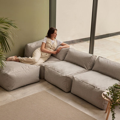 icon Tetra Indoor Outdoor Modular Bean Bag Grey Floor Corner Sofa - Combination 3, 4pc