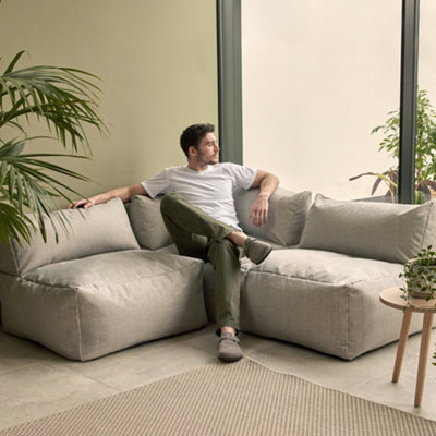 icon Tetra Indoor Outdoor Modular Bean Bag Grey Floor Corner Sofa - Combination 4, 3pc