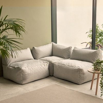 icon Tetra Indoor Outdoor Modular Bean Bag Grey Floor Corner Sofa - Combination 4, 3pc
