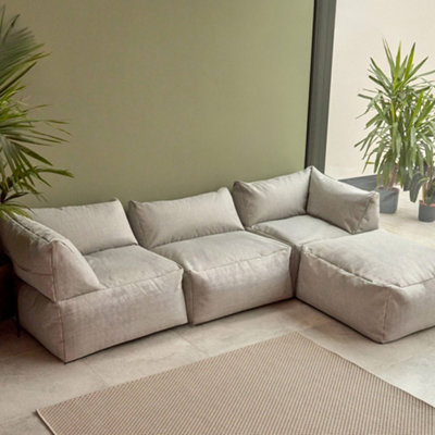 icon Tetra Indoor Outdoor Modular Bean Bag Grey Floor Corner Sofa - Combination 6, 4pc
