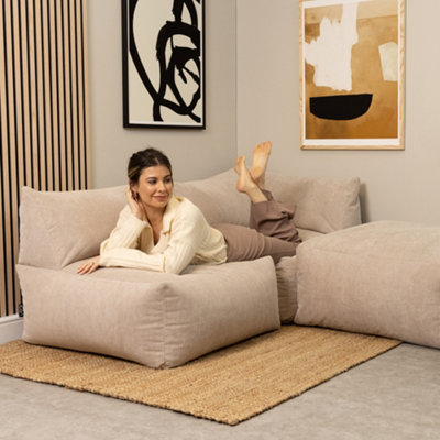 icon Tetra Natural Corduory Floor Sofa Bean Bag Recliner Section
