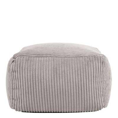 Icon Theo Corduroy Bean Bag Pouffe Grey Footstool Bean Bags | DIY At B&Q