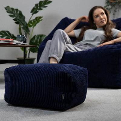 icon Theo Corduroy Bean Bag Pouffe Navy Blue Footstool Bean Bags DIY