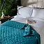 icon Velvet Quilted Throw Blanket Teal Green