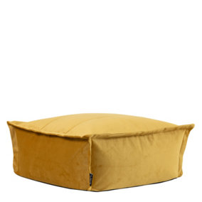 icon Vita Velvet Footstool Ochre Yellow Bean Bag Pouffe