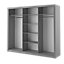 Idea 01 Contemporary Mirrored Sliding 3 Door Wardrobe 6 Shelves 2 Rails Grey (H)2150mm (W)2500mm (D)600mm