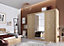 Idea 01 Contemporary Mirrored Sliding 3 Door Wardrobe 6 Shelves 2 Rails Oak Shetland Effect (H)2150mm (W)2500mm (D)600mm