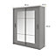 Idea 02 Contemporary Mirrored Sliding 2 Door Wardrobe 5 Shelves 1 Hanging Rail Grey (H)2150mm (W)1800mm (D)600mm