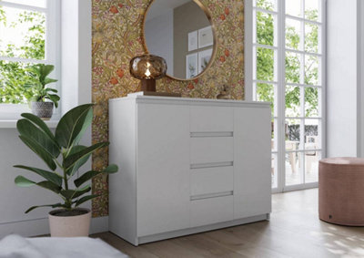 Idea 04 Contemporary Sideboard Cabinet 4 Drawers 2 Doors 2 Shelves White (H)850mm (W)1090mm (D)400mm