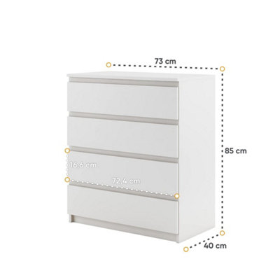 Idea 06 Contemporary Chest Of Drawers 4 Drawers White (H)850mm (W)730mm (D)400mm