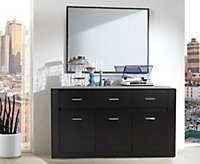 Idea 09 Contemporary Sideboard Cabinet 3 Drawers 3 Doors 3 Shelves Black (H)910mm (W)1600mm (D)420mm