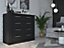 Idea 10 Contemporary Chest Of Drawers Silver Handles 4 Drawers Black (H)910mm (W)1000mm (D)420mm
