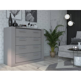 Idea 10 Contemporary Chest Of Drawers Silver Handles 4 Drawers Grey (H)910mm (W)1000mm (D)420mm