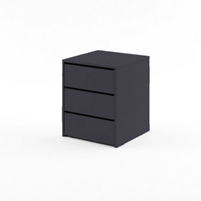 Idea 13 Contemporary Chest Of Drawers Internal Cabinet Bedside 3 Drawers Black (H)600mm (W)500mm (D)470mm
