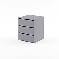 Idea 13 Contemporary Chest Of Drawers Internal Cabinet Bedside 3 Drawers Grey (H)600mm (W)500mm (D)470mm